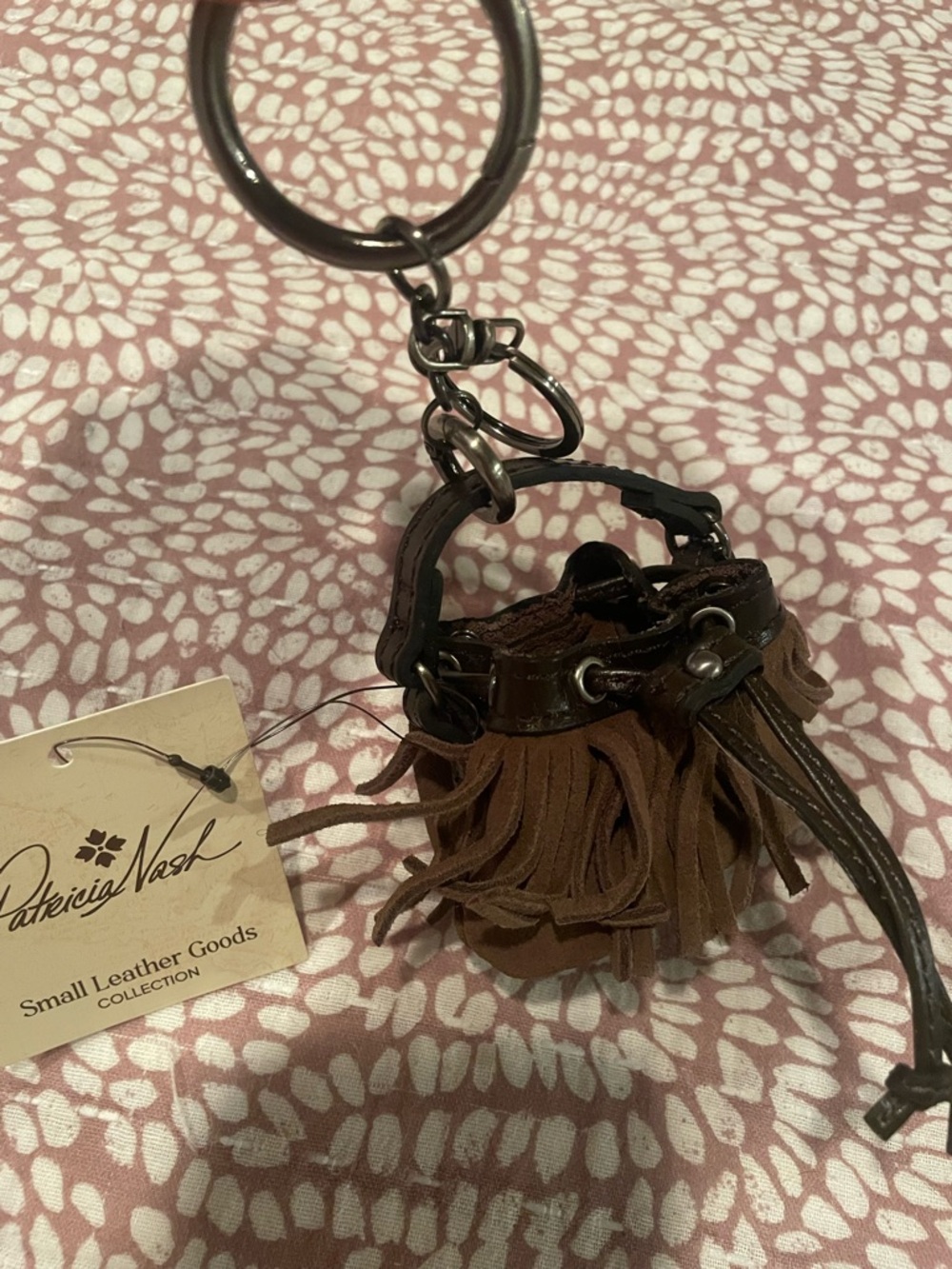 Patricia Nash Micro Elisa Brown Leather Fringe Bag Charm
